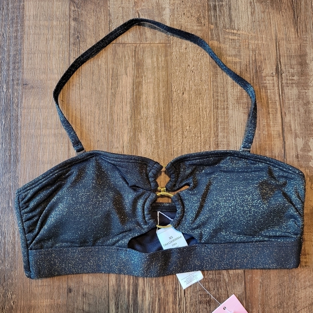 Cupshe Black Gold Bandeau Swimsuit Top